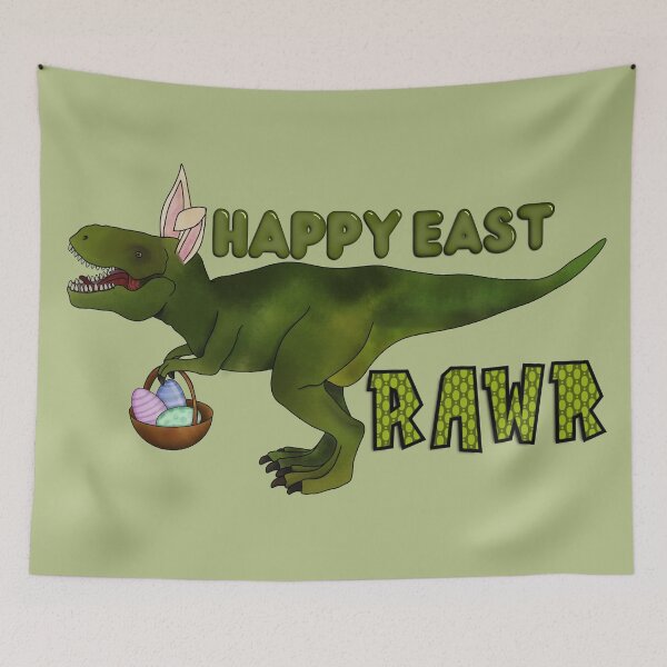 Item preview, Happy east rawr, dinosaur T. rex, Easter dinosaur, bunny saurus designed and sold by CharlieCreates.