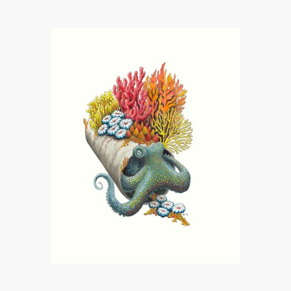 Item preview, Octopus Finding Shelter in a Trash Can designed and sold by Stephanie KILGAST.