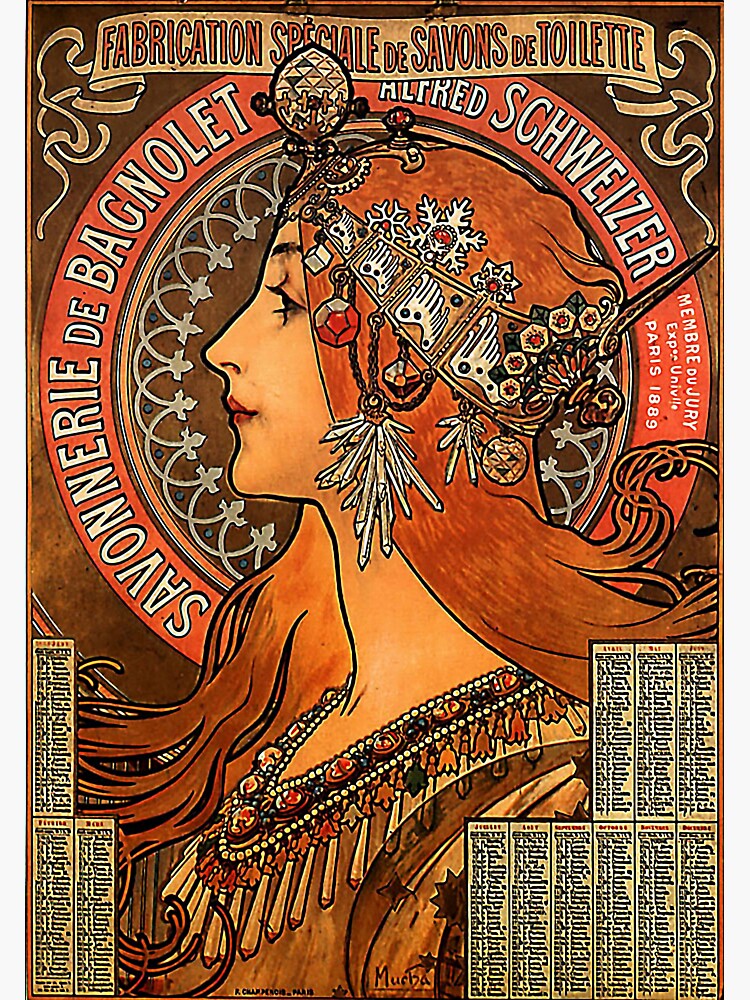 Thumbnail 3 of 3, Sticker, Savonnerie de Bagnolet by Alphonse Mucha (Reproduction) designed and sold by RozAbellera.