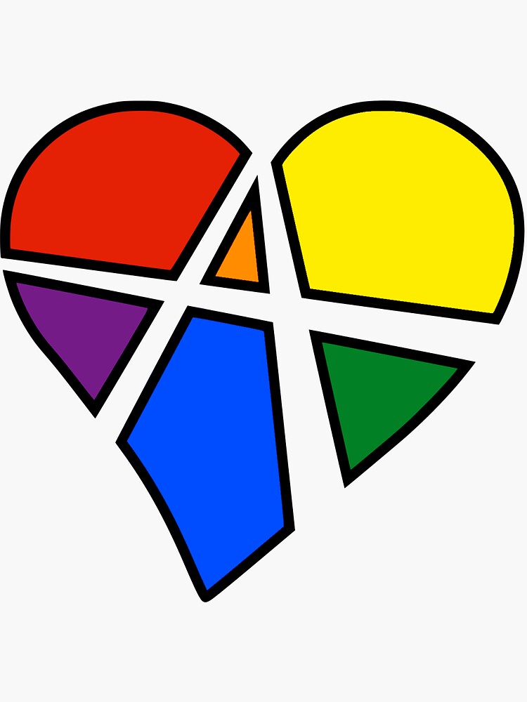 Thumbnail 3 of 3, Sticker, Rainbow Relationship Anarchy Heart (Black) designed and sold by polyphiliashop.