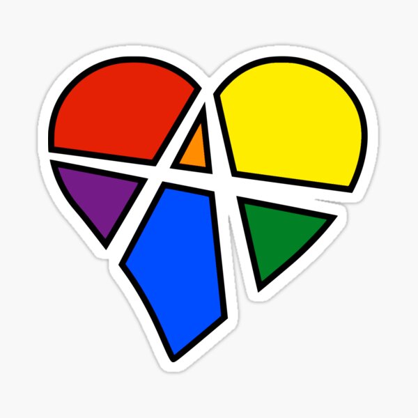 Rainbow Relationship Anarchy Heart (Black) Sticker
