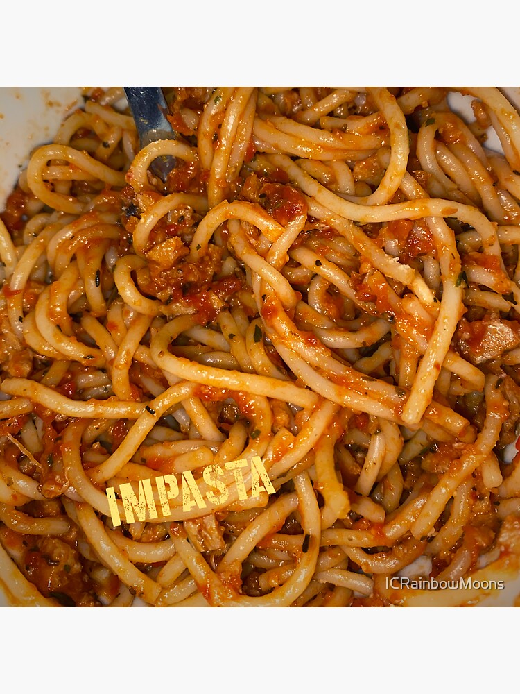 "Pasta photo Impasta joke funny foodie spaghetti " Sticker for Sale by