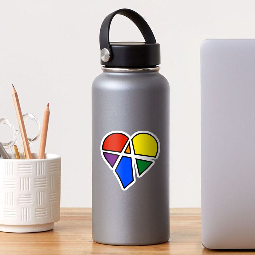Rainbow Relationship Anarchy Heart (White) Sticker