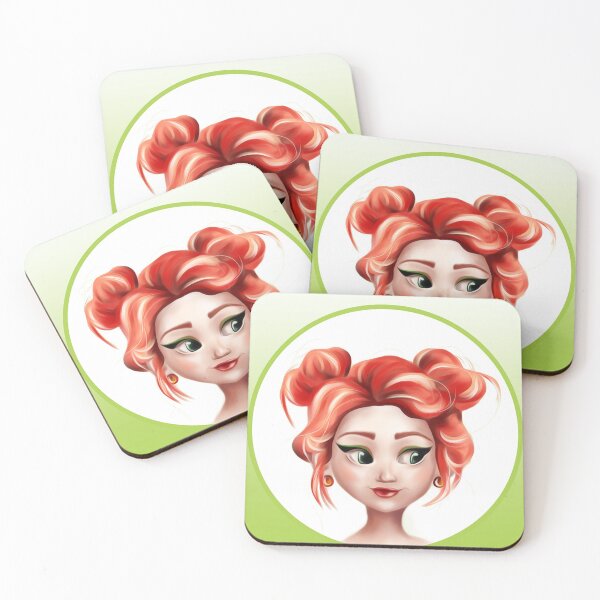 Item preview, the face of a red-haired girl on a green background designed and sold by mimiart126.