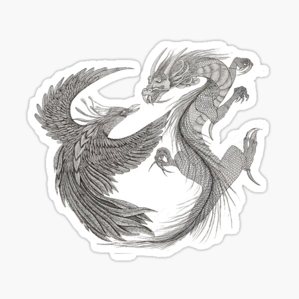 Dragon And Phoenix Temporary Tattoo Sticker  OhMyTat