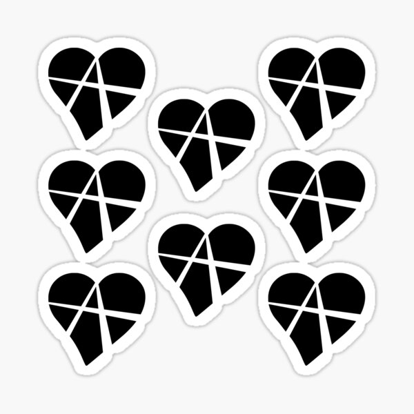 8x Black Relationship Anarchy Heart Sticker
