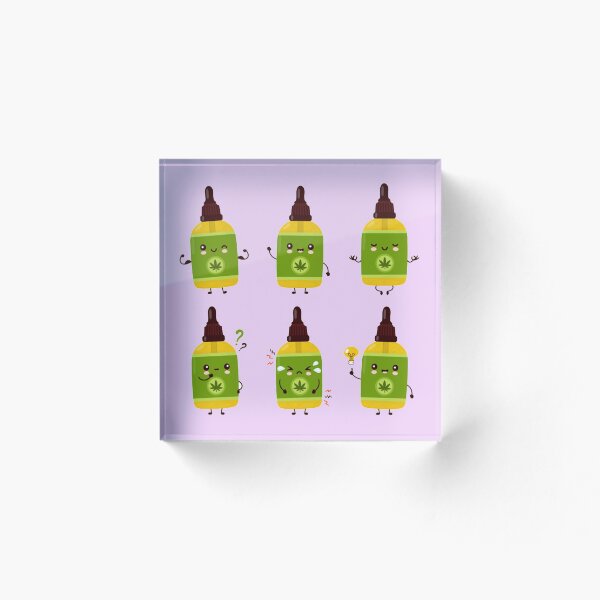 Aperçu de l'œuvre Collection de jeu de bouteilles d'huile CBD CBD drôle heureux mignon créée et vendue par ESDT.