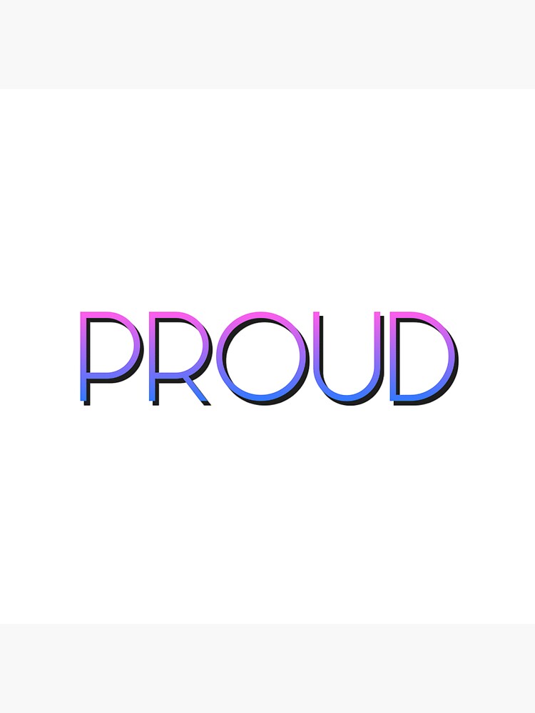 "Minimalist Bisexual Pride Gradient "Proud" White Background" Sticker
