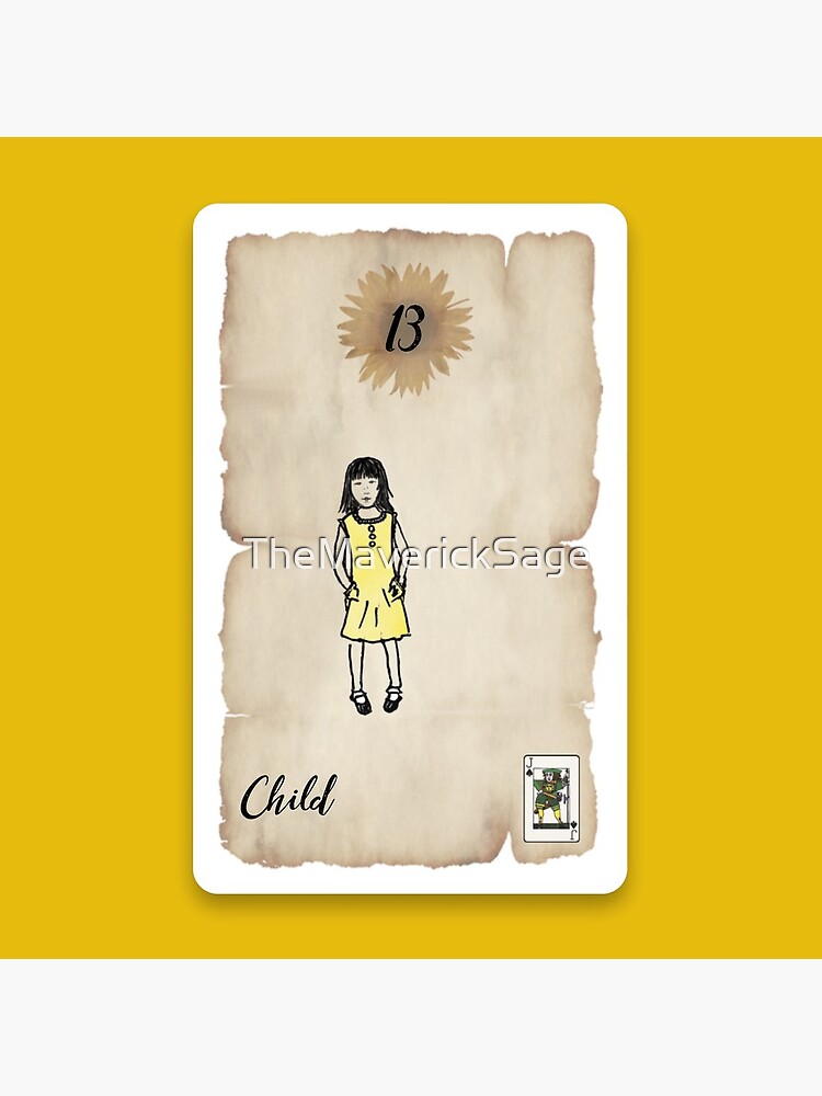 Thumbnail 5 of 5, Coasters (Set of 4), Lenormand Child Girl Card - Hand Drawn designed and sold by TheMaverickSage.