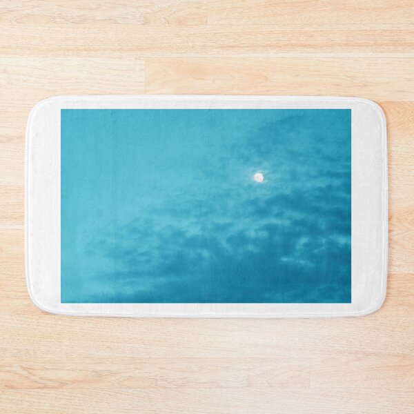 Item preview, Turquoise and sky blue color clouded sky with white moon designed and sold by FCEalin.