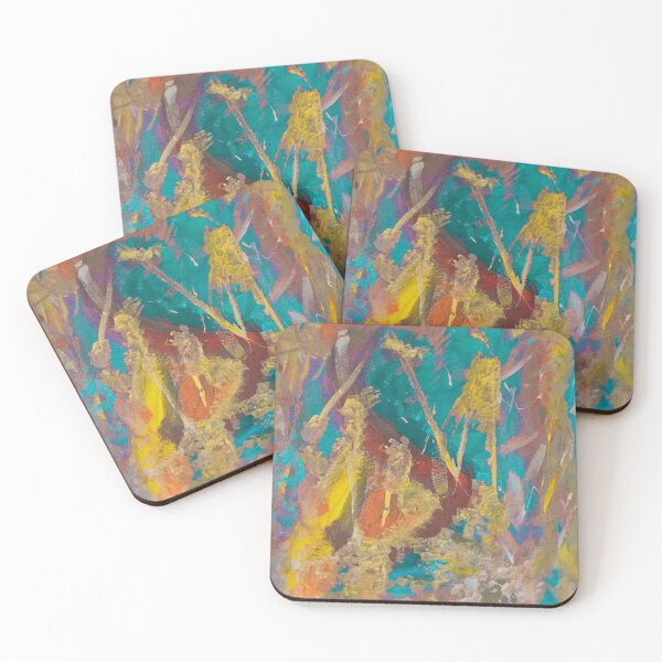 Item preview, very colorful abstract art, turquoise designed and sold by Barolina.