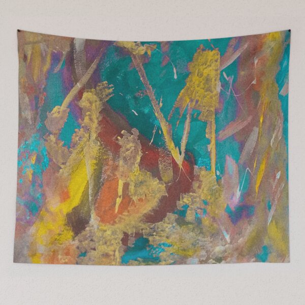 Item preview, very colorful abstract art, turquoise designed and sold by Barolina.