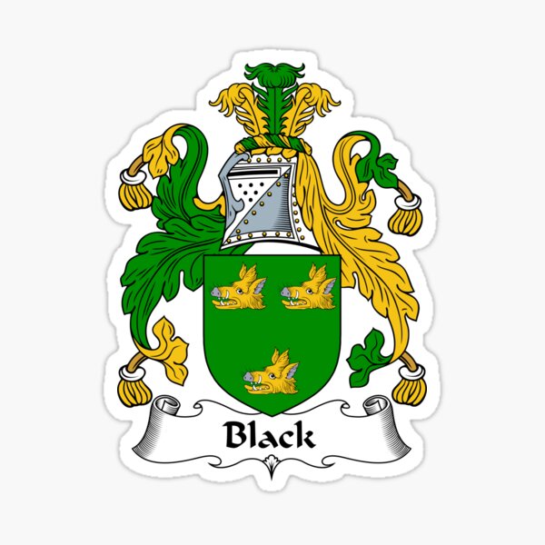 "Black Coat of Arms / Black Family Crest" Sticker for Sale by