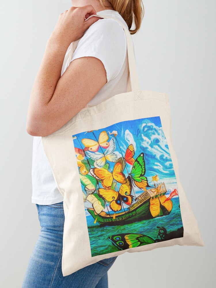 Butterfly Ship Vintage Dali Abstract Painting Tote Bag