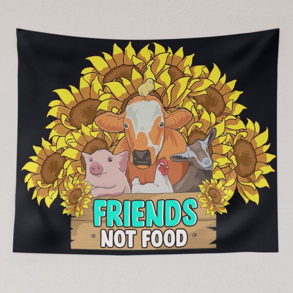 Item preview, Friends No Food, Cow, Pig and Chicken. Vegan For The Animals designed and sold by GreenSlate.