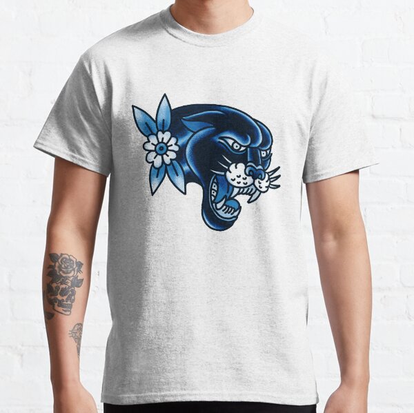  Panther & Flower (Blue Traditional American Tattoo) Classic T-Shirt