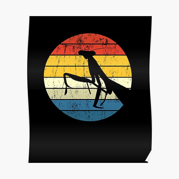 Vintage Praying Mantis Keeper, Retro Praying Mantis, Praying Mantis Sunset, Insect Lover, Praying Mantis Keeping Gift, Entomology Lover, Idolomantis diabolica Poster