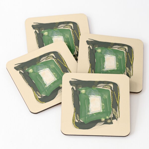Item preview, Trio Cream Black Green - Abstract Modern Art designed and sold by vortexatelier.