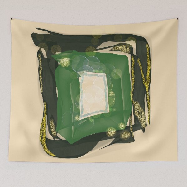Item preview, Trio Cream Black Green - Abstract Modern Art designed and sold by vortexatelier.