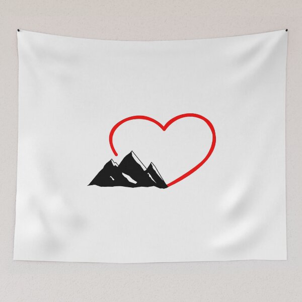 Item preview, Mountains And A Big Red Heart I Love Hinking designed and sold by Paulina Vanlife.