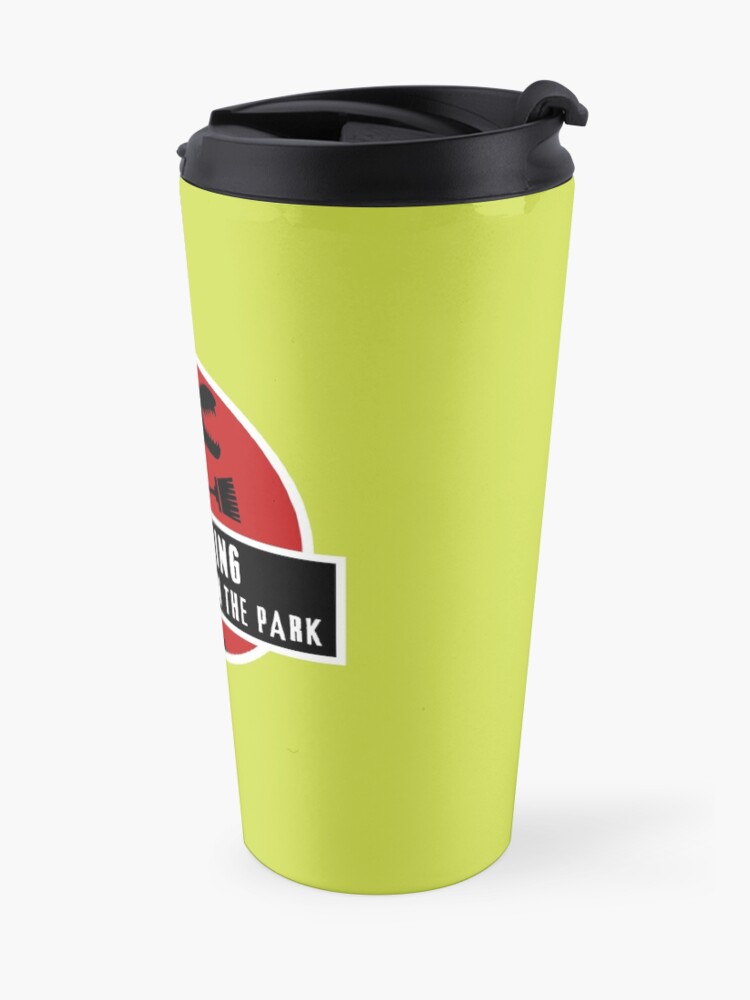 Alternate view of Walk In The Park Dinosaur Broom Fun Cleaning Lady Gifts Travel Mug