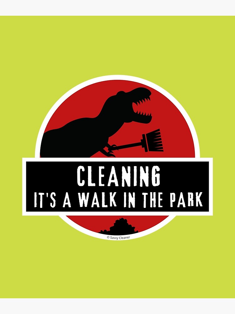 Thumbnail 7 of 7, Framed Art Print, Walk In The Park Dinosaur Broom Fun Cleaning Lady Gifts designed and sold by SavvyCleaner.
