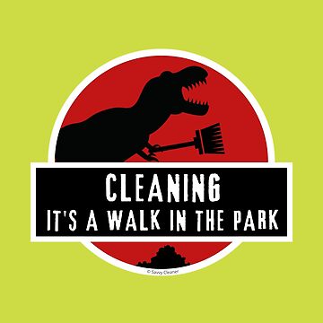 Artwork thumbnail, Walk In The Park Dinosaur Broom Fun Cleaning Lady Gifts by SavvyCleaner