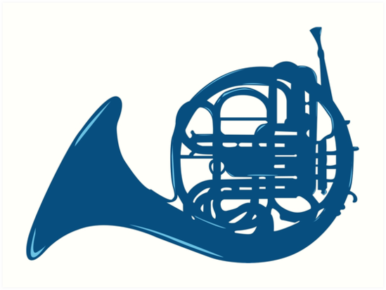 "Blue French Horn" Art Print by junior-my | Redbubble