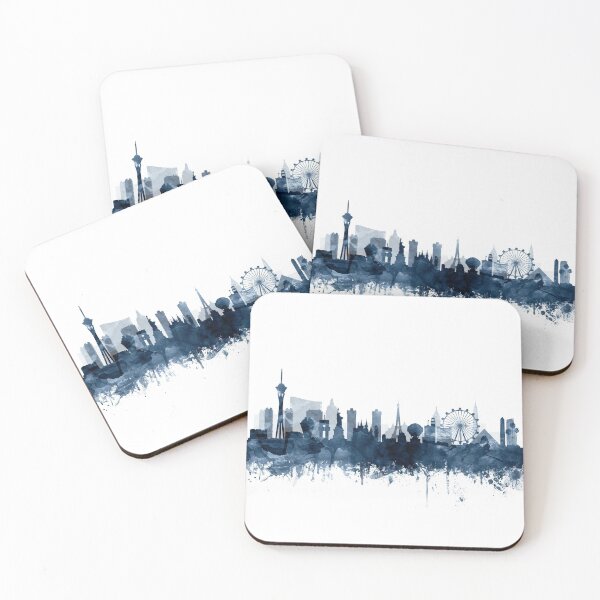 Item preview, Las Vegas Skyline Watercolor Navy Blue by Zouzounio Art designed and sold by zouzounioart.