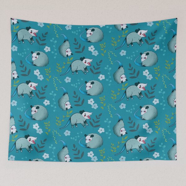 Item preview, Possum - Cute Blue and Green Cartoon Animal Pattern designed and sold by TheRainbowRoom.