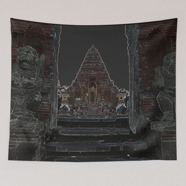 Artikelvorschau, Wunderschöner buddhistischer Tempel auf Bali mit Leuchtkanteneffekt entworfen und verkauft von Miatopia.