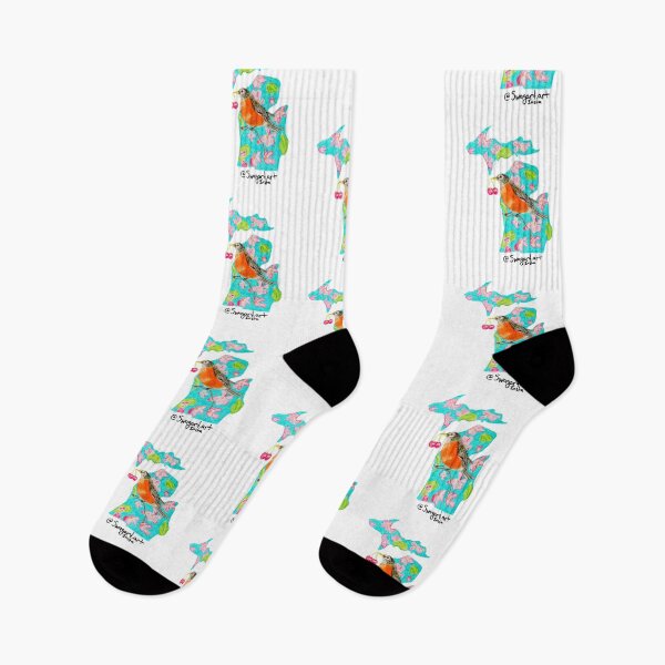 Item preview, Michigan's State Bird(Robin), Flower(Apple Blossom), and Fruit(Cherries), Grand River(the branch) designed and sold by SwagartArt.
