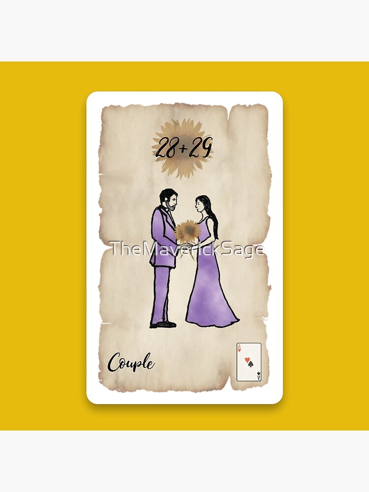 Thumbnail 4 of 4, Pillow, Lenormand Couple Custom Card - Hand Drawn designed and sold by TheMaverickSage.