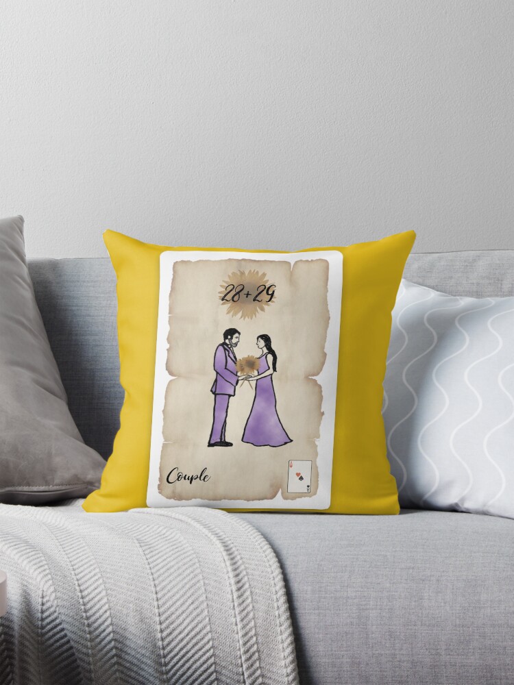 Thumbnail 1 of 4, Pillow, Lenormand Couple Custom Card - Hand Drawn designed and sold by TheMaverickSage.