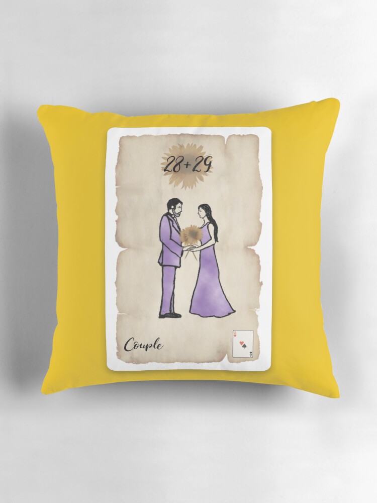Thumbnail 3 of 4, Pillow, Lenormand Couple Custom Card - Hand Drawn designed and sold by TheMaverickSage.