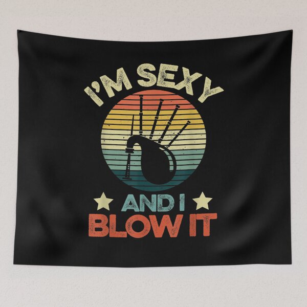 Item preview, I'm Sexy And I Blow It Scottish Bagpipes Vintage Sunset  designed and sold by manidala.