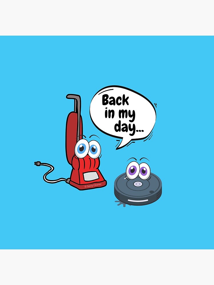 Thumbnail 4 of 4, Clock, Back In My Day Fun Vacuum And Robot Vacuum Cartoon Cleaning Humor designed and sold by SavvyCleaner.