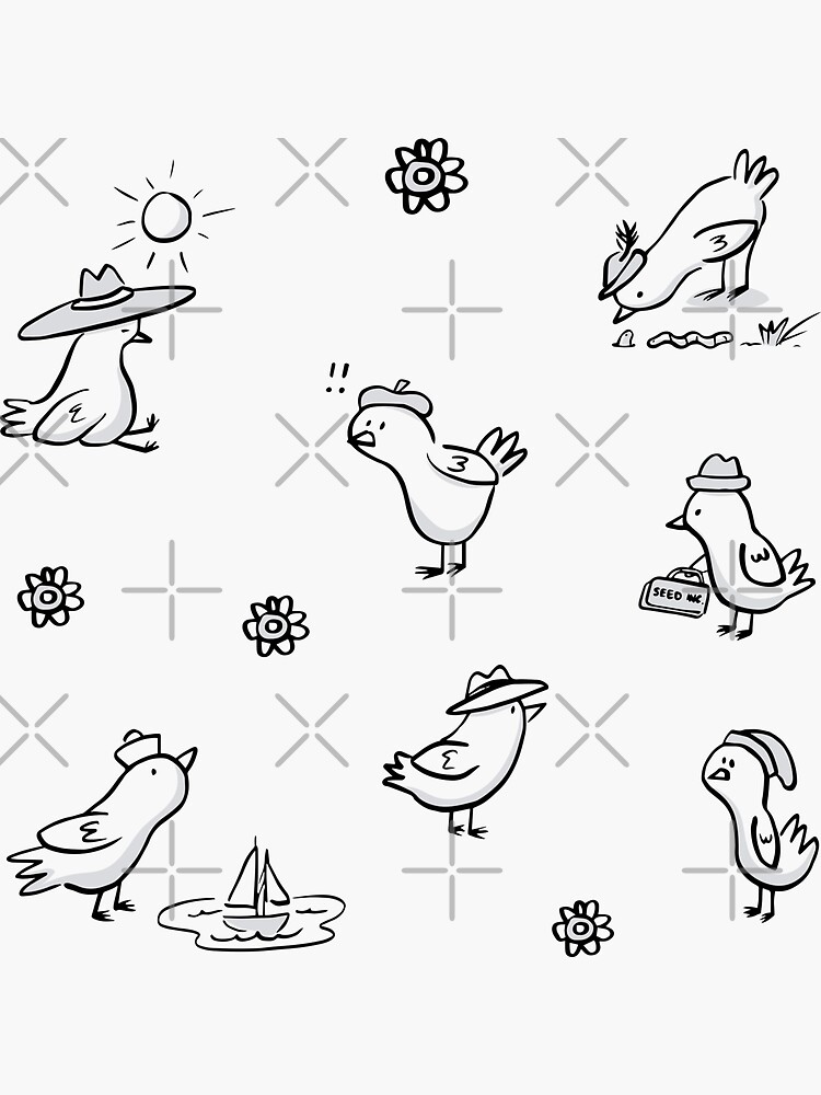 Thumbnail 3 of 3, Sticker, Chirps and Cheeps designed and sold by Wildharegrafix.