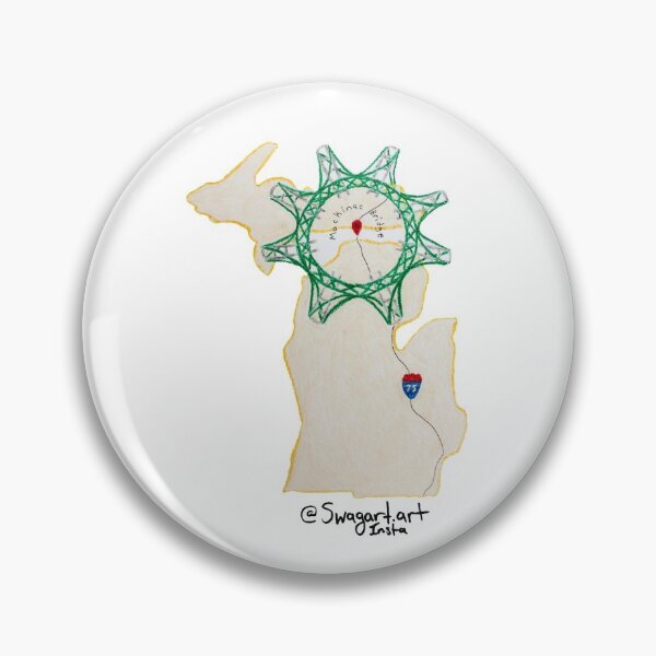 Item preview, Mackinac Bridge Michigan Map with I-75 designed and sold by SwagartArt.