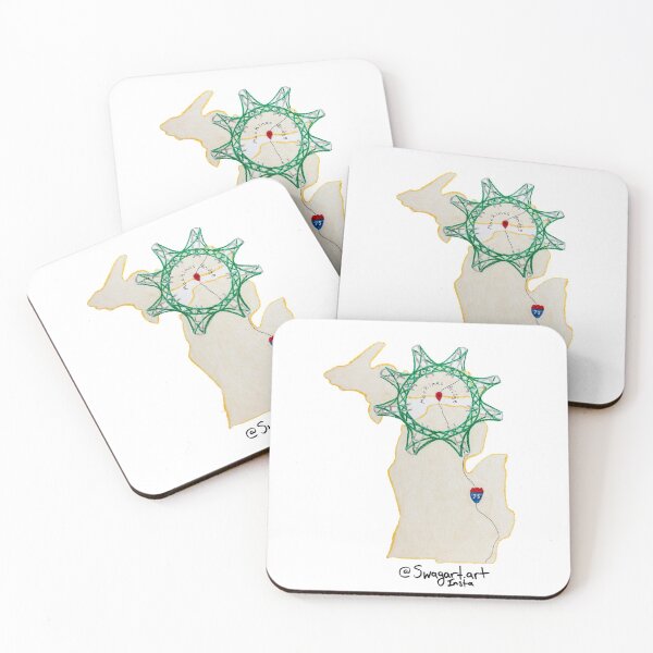 Item preview, Mackinac Bridge Michigan Map with I-75 designed and sold by SwagartArt.