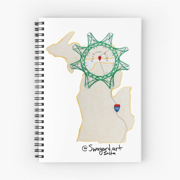 Item preview, Mackinac Bridge Michigan Map with I-75 designed and sold by SwagartArt.