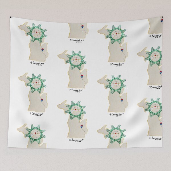 Item preview, Mackinac Bridge Michigan Map with I-75 designed and sold by SwagartArt.