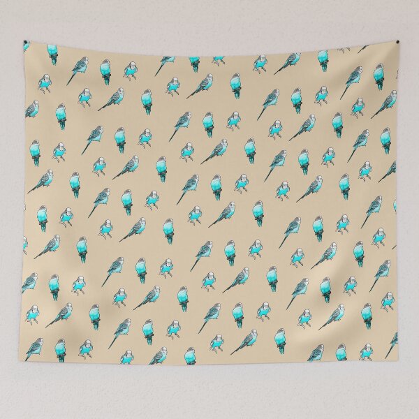 Item preview, Little Budgies Cyan Blue Pattern designed and sold by Alienphysique.
