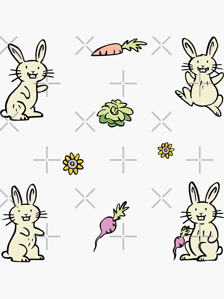 Thumbnail 3 of 3, Sticker, Garden Bunnies designed and sold by Wildharegrafix.