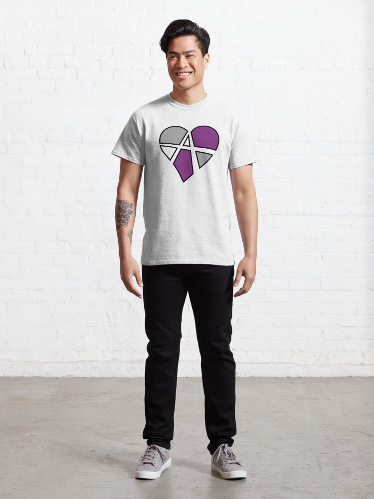 Thumbnail 3 of 7, Classic T-Shirt, Asexual Relationship Anarchy Heart (White) designed and sold by polyphiliashop.