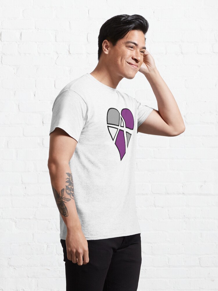 Thumbnail 5 of 7, Classic T-Shirt, Asexual Relationship Anarchy Heart (White) designed and sold by polyphiliashop.