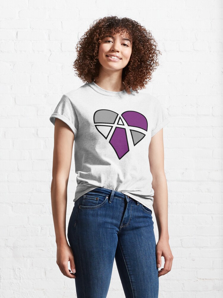 Classic T-Shirt, Asexual Relationship Anarchy Heart (White) designed and sold by polyphiliashop
