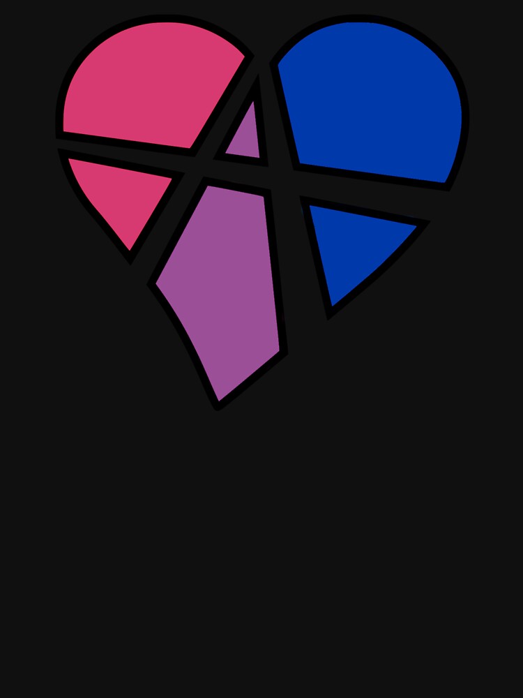 Thumbnail 7 of 7, Classic T-Shirt, Bisexual Relationship Anarchy Heart (Black) designed and sold by polyphiliashop.