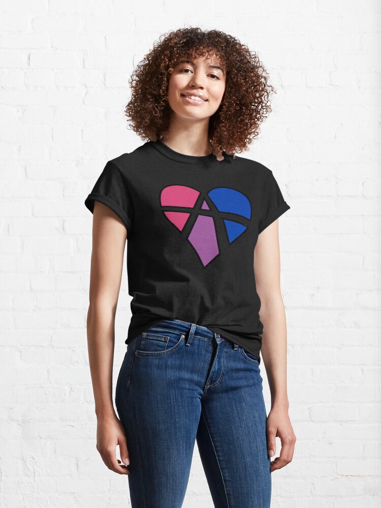 Thumbnail 4 of 7, Classic T-Shirt, Bisexual Relationship Anarchy Heart (Black) designed and sold by polyphiliashop.
