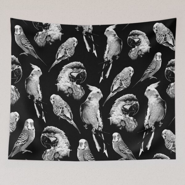 Item preview, Patrón de loro en blanco y negro designed and sold by Alienphysique.
